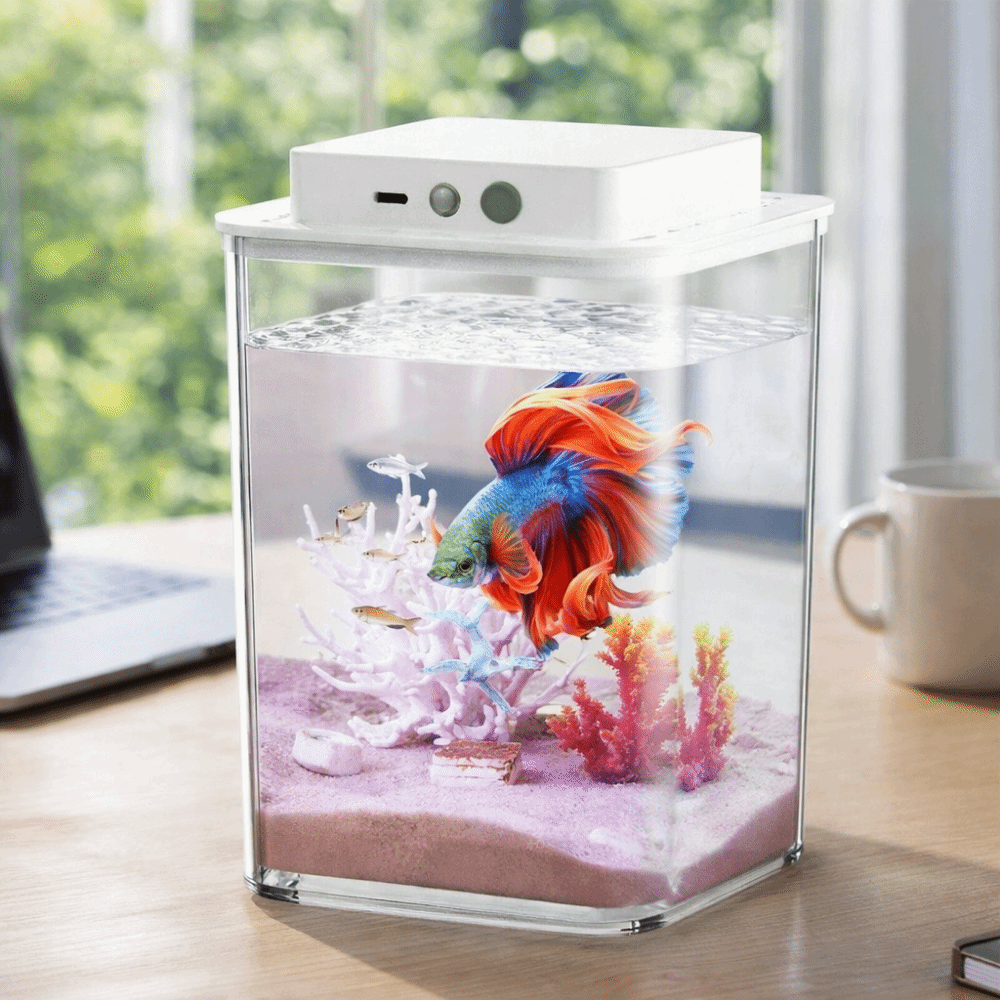 Fish Toy In Aquarium - Transparent Betta Fish Tank Intelligent Sensing