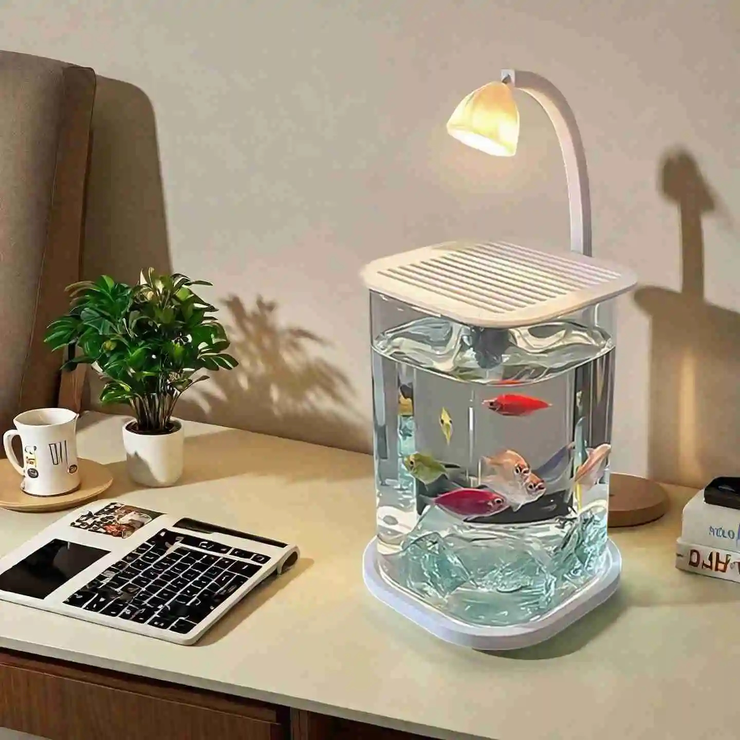 Mini Betta Fish Glass Tank Des - огляд і ціна Fish Toy In Aquarium